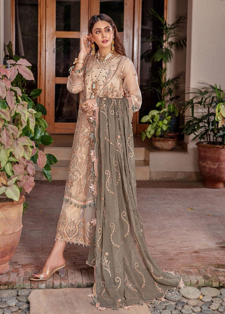 Preesha By Humdum Embroidered Organza Suits Unstitched 3 Piece HD22P 07 - Luxury Collection
