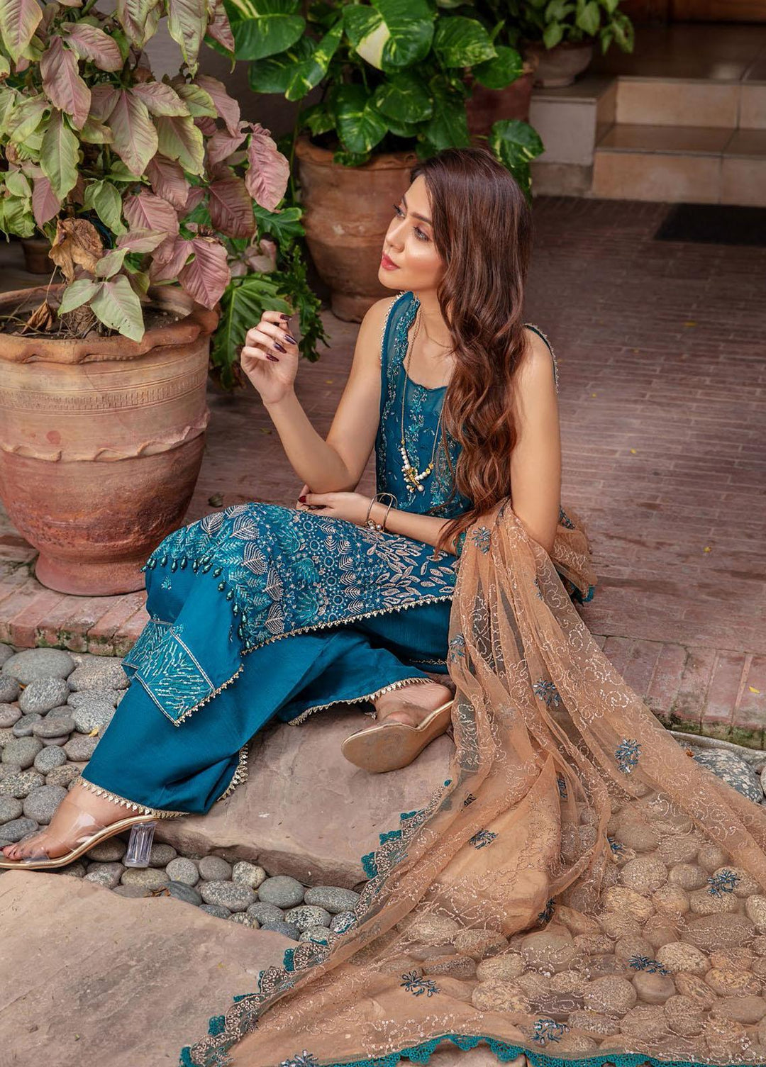 Preesha By Humdum Embroidered Chiffon Suits Unstitched 3 Piece HD22P 08 - Luxury Collection