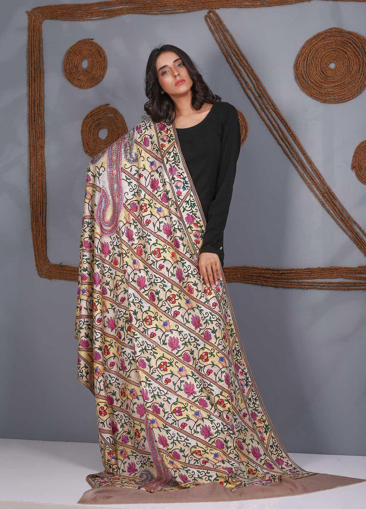 Sanaulla Exclusive Range Embroidered Pashmina  Shawl SU21PS 324053 - Pashmina Shawls