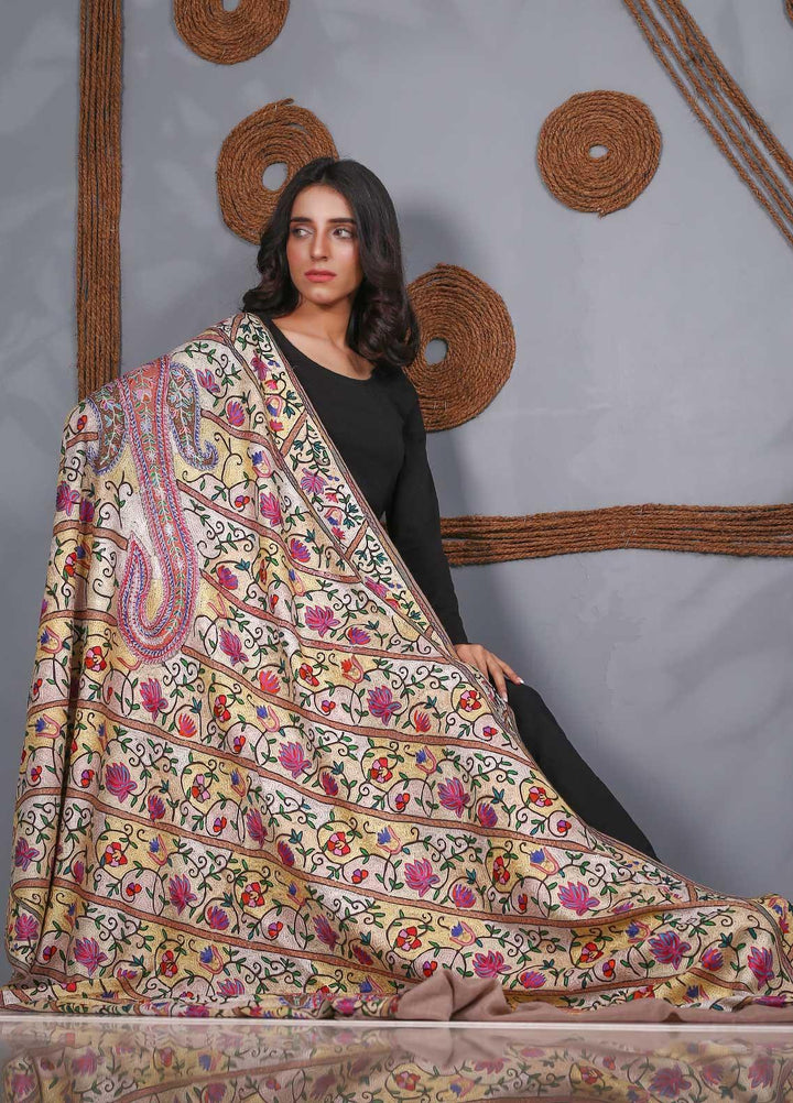 Sanaulla Exclusive Range Embroidered Pashmina  Shawl SU21PS 324053 - Pashmina Shawls