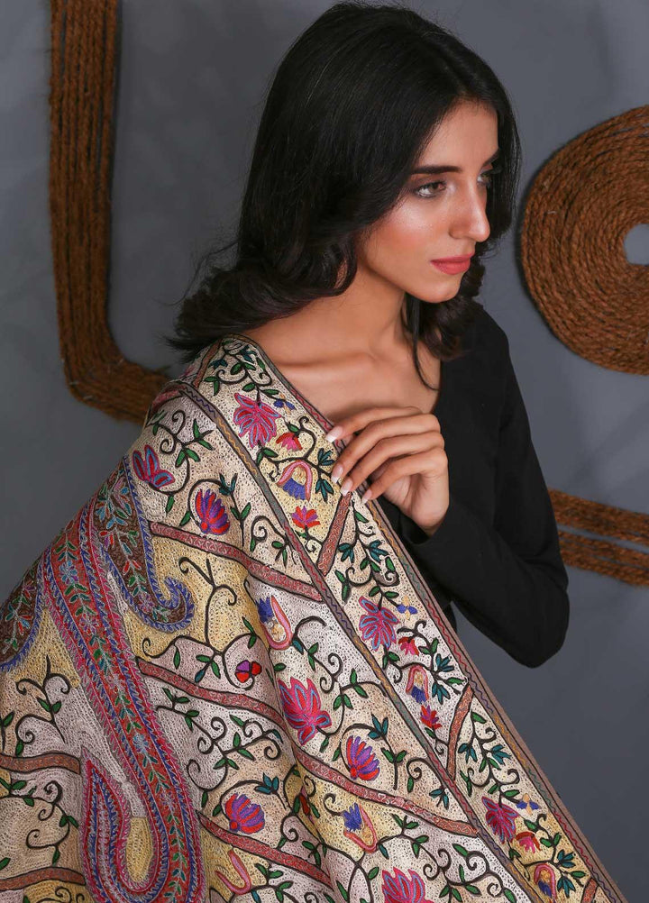 Sanaulla Exclusive Range Embroidered Pashmina  Shawl SU21PS 324053 - Pashmina Shawls