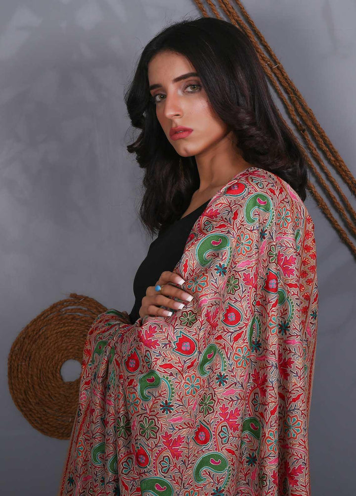 Sanaulla Exclusive Range Embroidered Pashmina  Shawl SU21PS 324056 - Pashmina Shawls