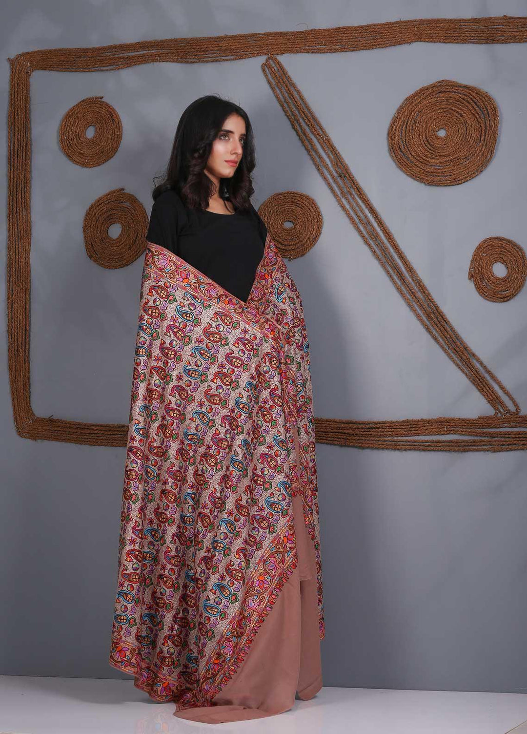 Sanaulla Exclusive Range Embroidered Pashmina  Shawl SU21PS 324059 - Pashmina Shawls