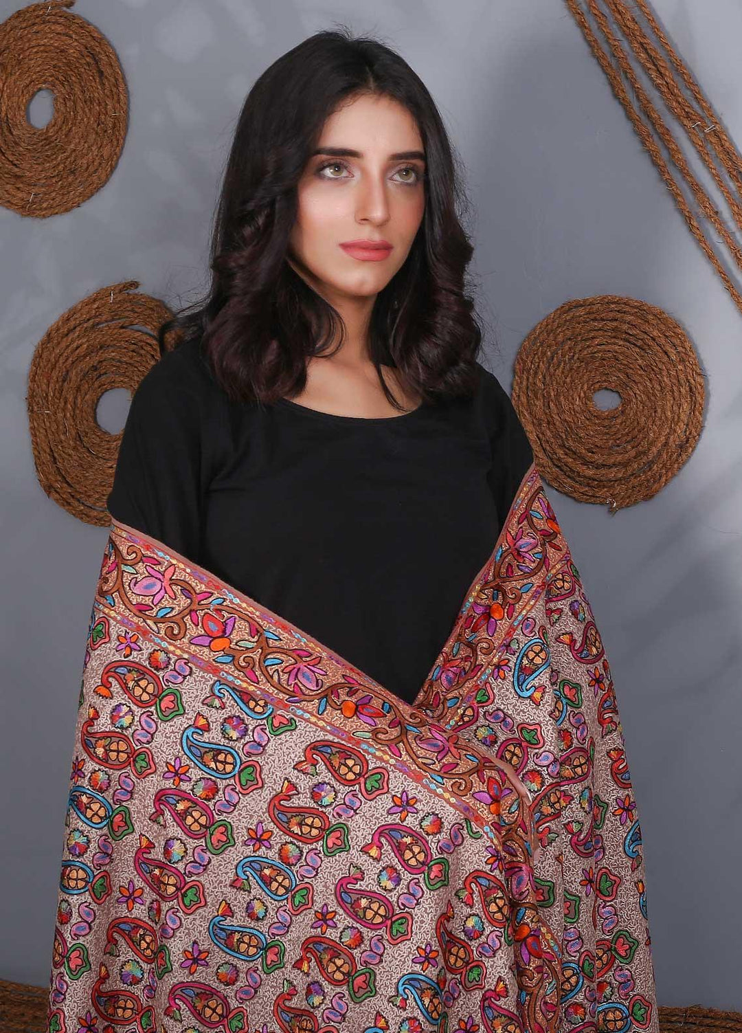 Sanaulla Exclusive Range Embroidered Pashmina  Shawl SU21PS 324059 - Pashmina Shawls