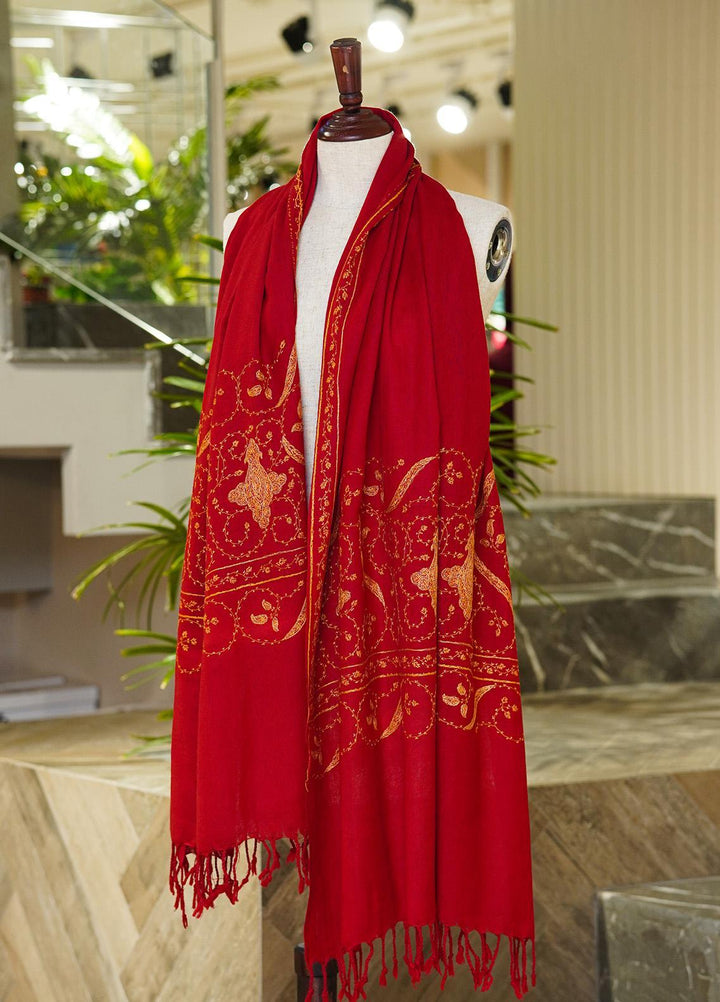 Sanaulla Exclusive Range  Pashmina  Shawls 217501-Red - Pashmina Shawls