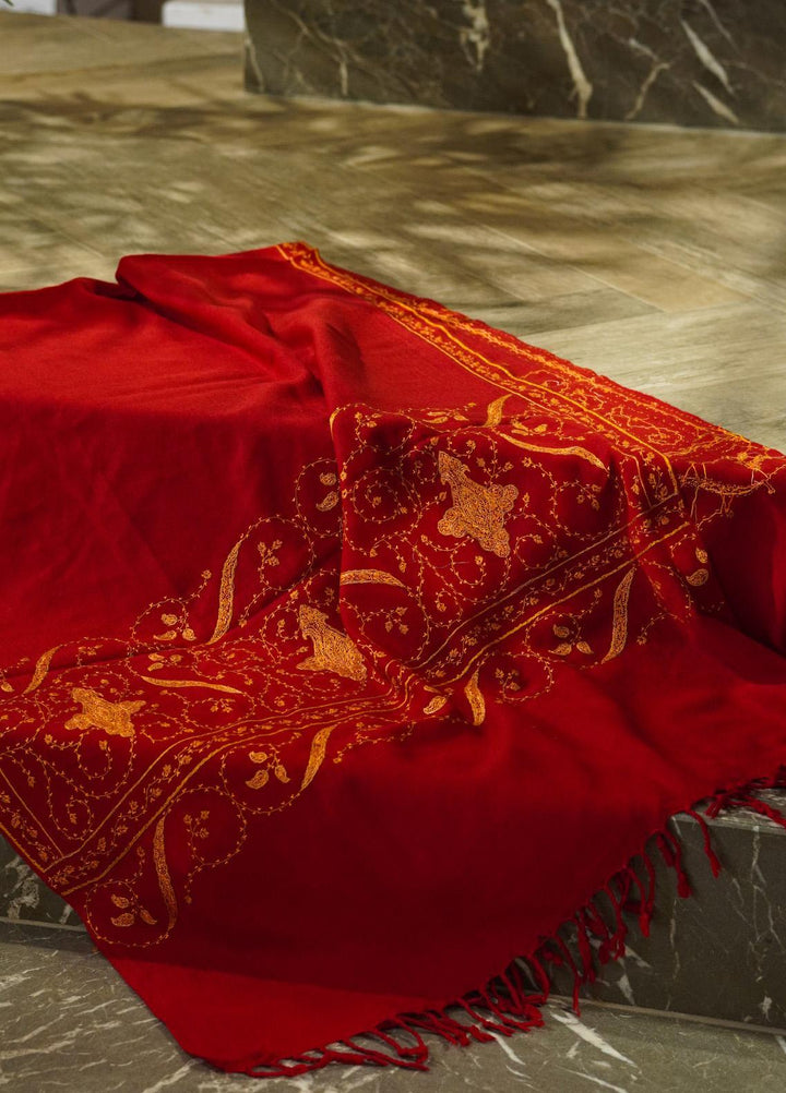 Sanaulla Exclusive Range  Pashmina  Shawls 217501-Red - Pashmina Shawls