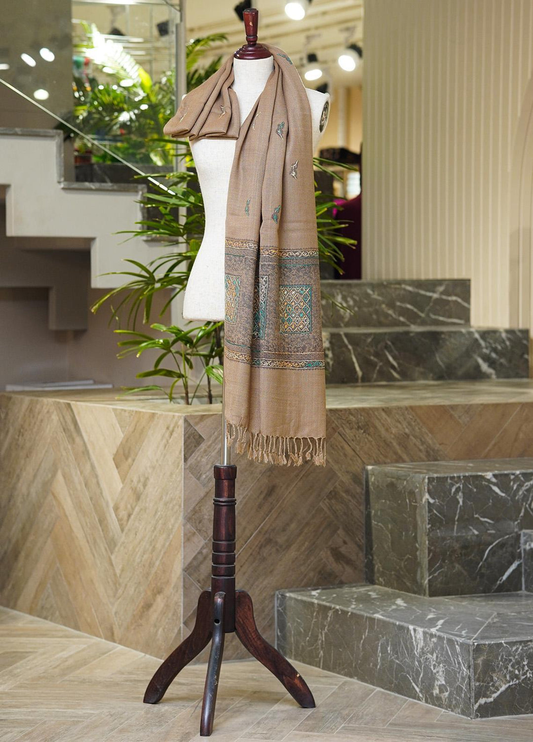 Sanaulla Exclusive Range  Pashmina  Shawls 217520-Brown - Pashmina Shawls