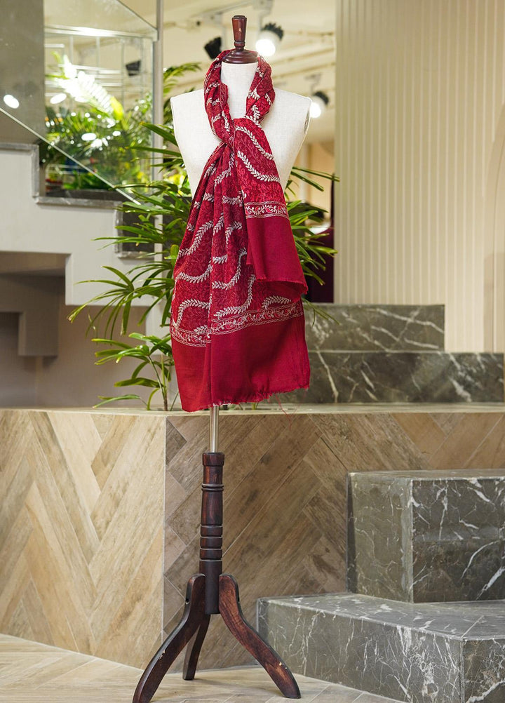 Sanaulla Exclusive Range  Pashmina  Shawls AKP-23 Red-2 - Pashmina Shawls