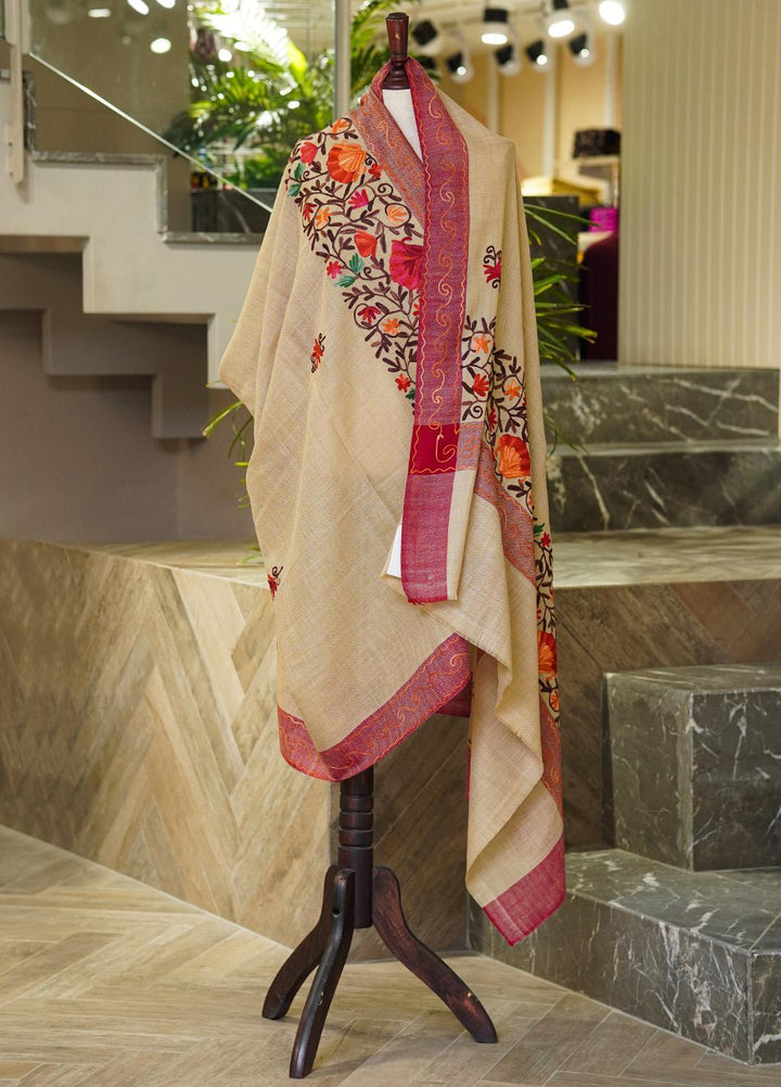 Sanaulla Exclusive Range  Pashmina  Shawls MIR-18 Brown 10 - Pashmina Shawls