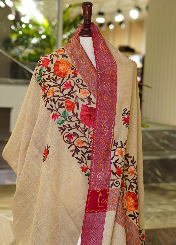 Sanaulla Exclusive Range  Pashmina  Shawls MIR-18 Brown 10 - Pashmina Shawls