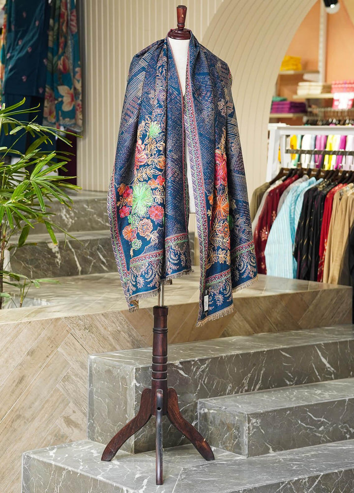 Sanaulla Exclusive Range  Pashmina  Shawls MIR-37 Blue - Pashmina Shawls