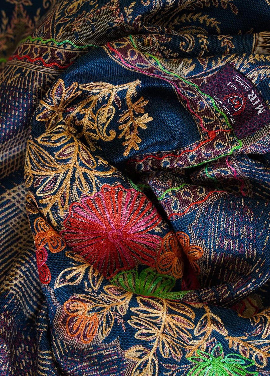 Sanaulla Exclusive Range  Pashmina  Shawls MIR-37 Blue - Pashmina Shawls