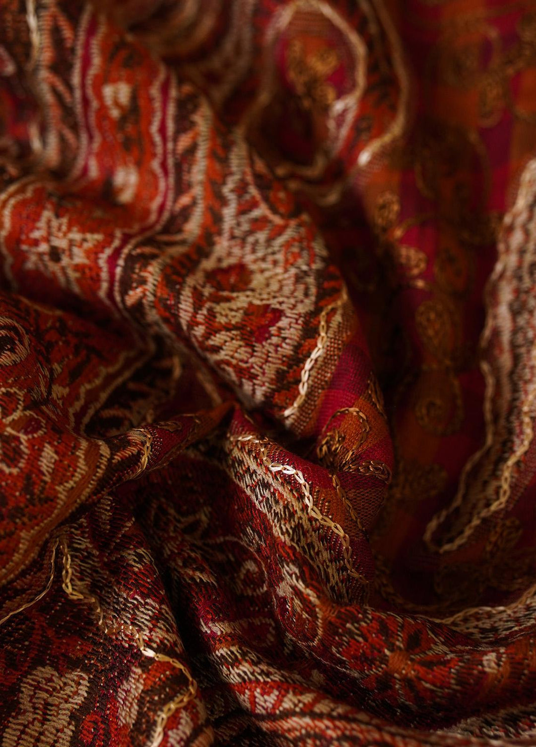 Sanaulla Exclusive Range  Pashmina  Shawls MIR-37 Brown - Pashmina Shawls