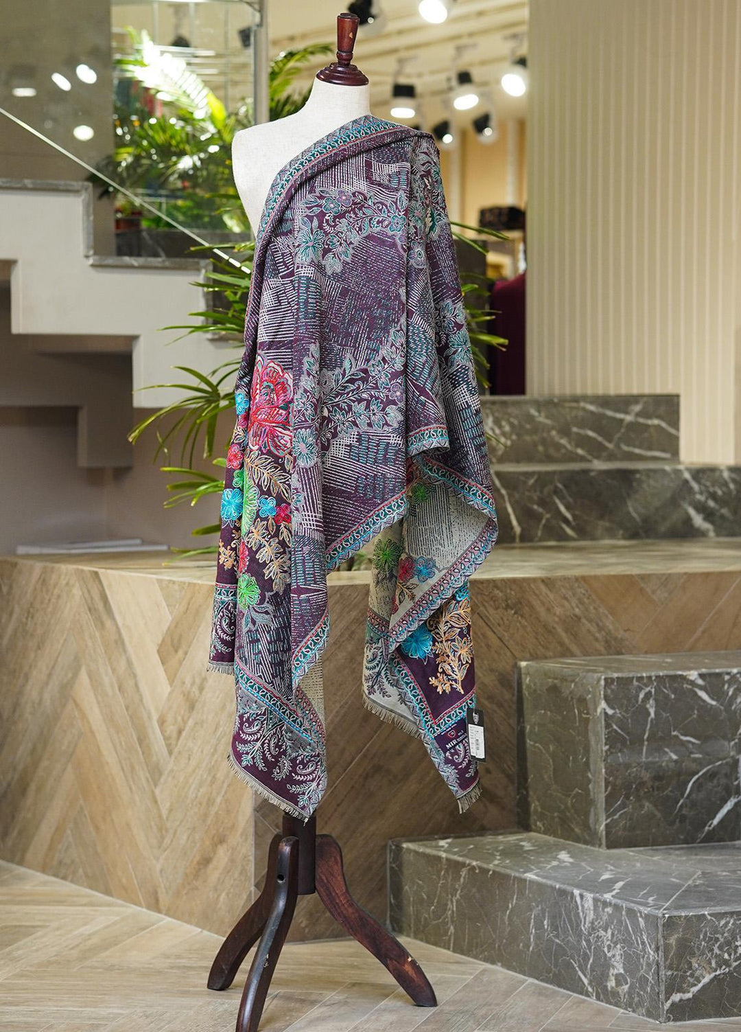 Sanaulla Exclusive Range  Pashmina  Shawls MIR-37 Purple - Pashmina Shawls