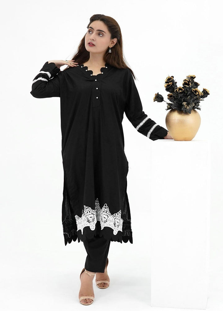 Pret Bee Pret Embroidered Cotton 2 Piece Black Crochet Set