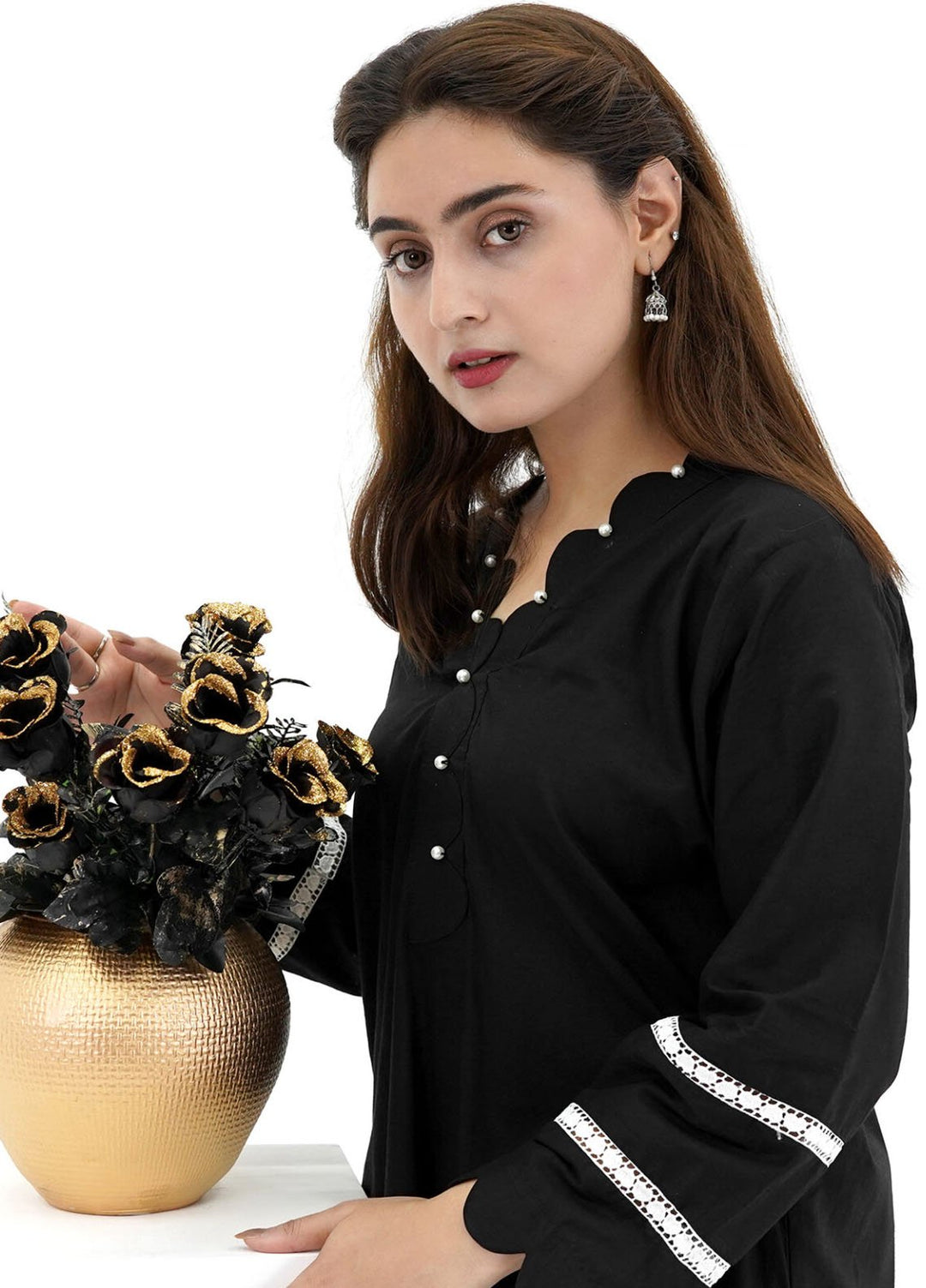 Pret Bee Pret Embroidered Cotton 2 Piece Black Crochet Set