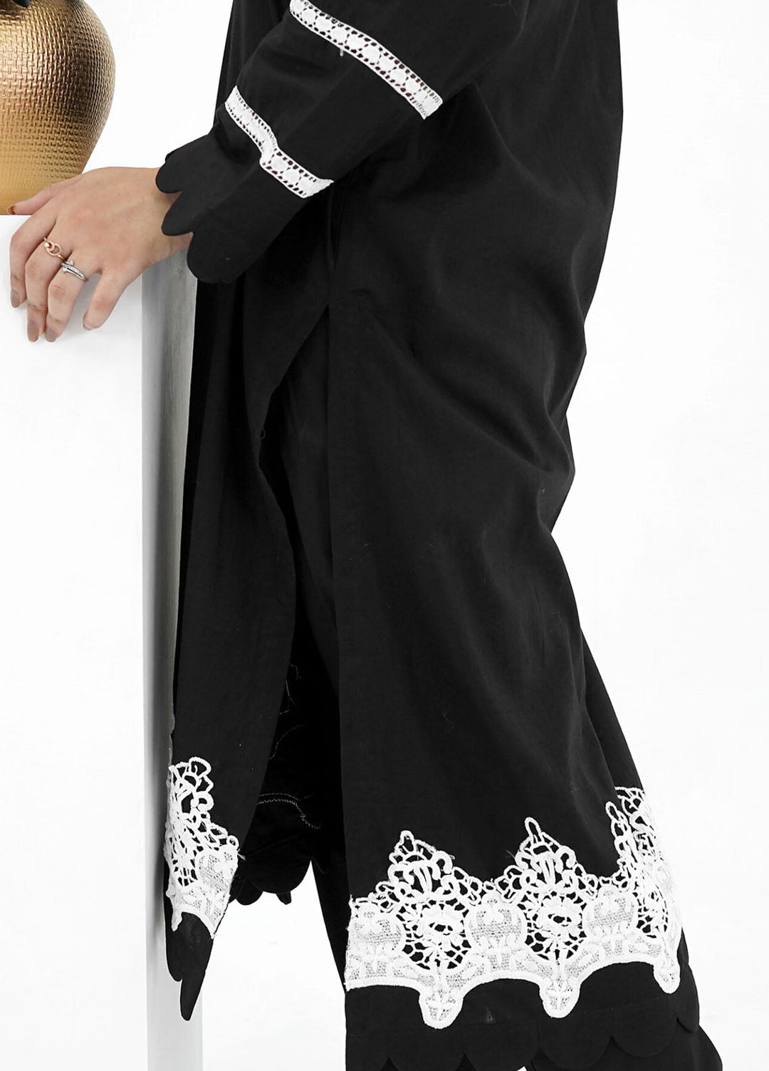 Pret Bee Pret Embroidered Cotton 2 Piece Black Crochet Set