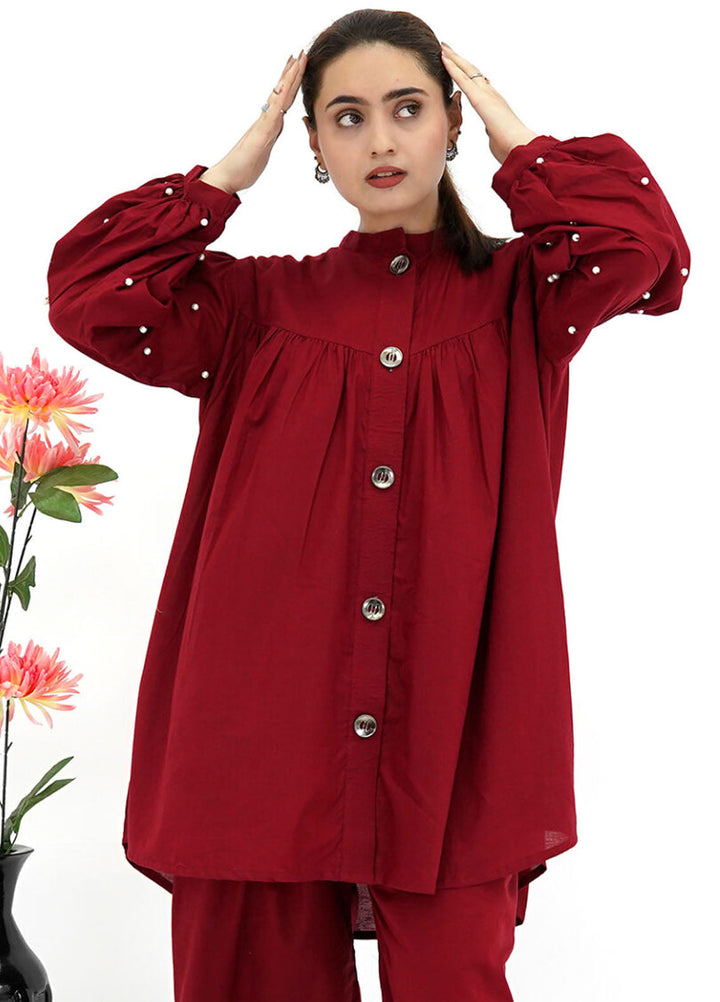 Pret Bee Pret Embroidered Cotton 2 Piece Meroon