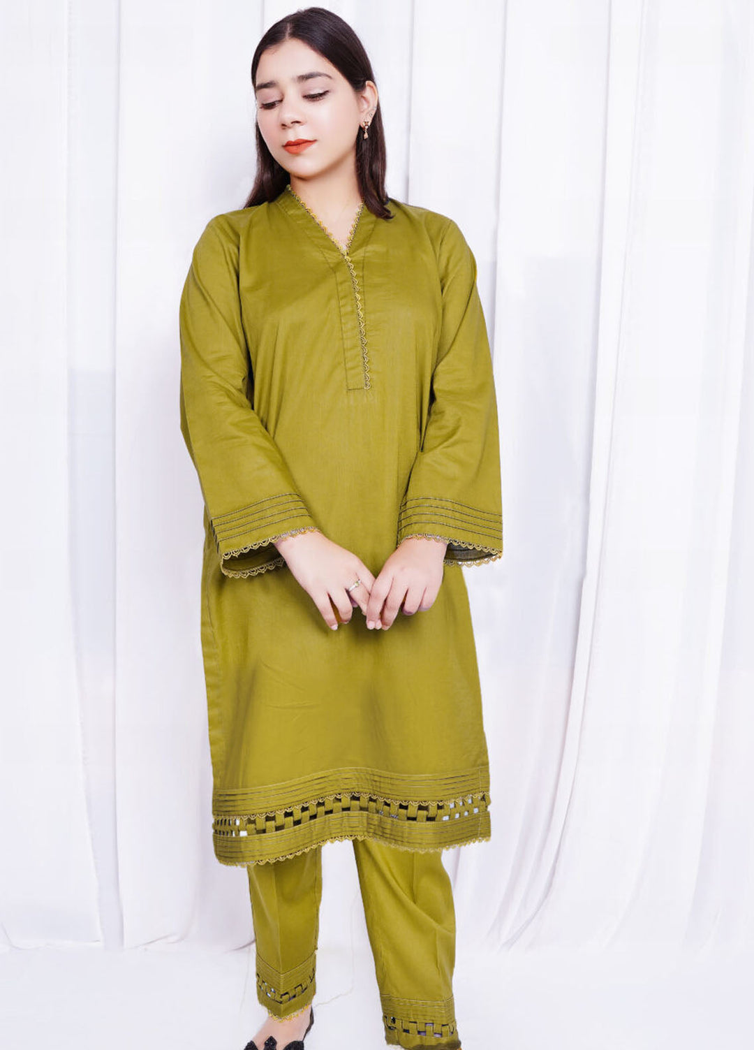Pret Bee Pret Embroidered Cotton 2 Piece Olive Green
