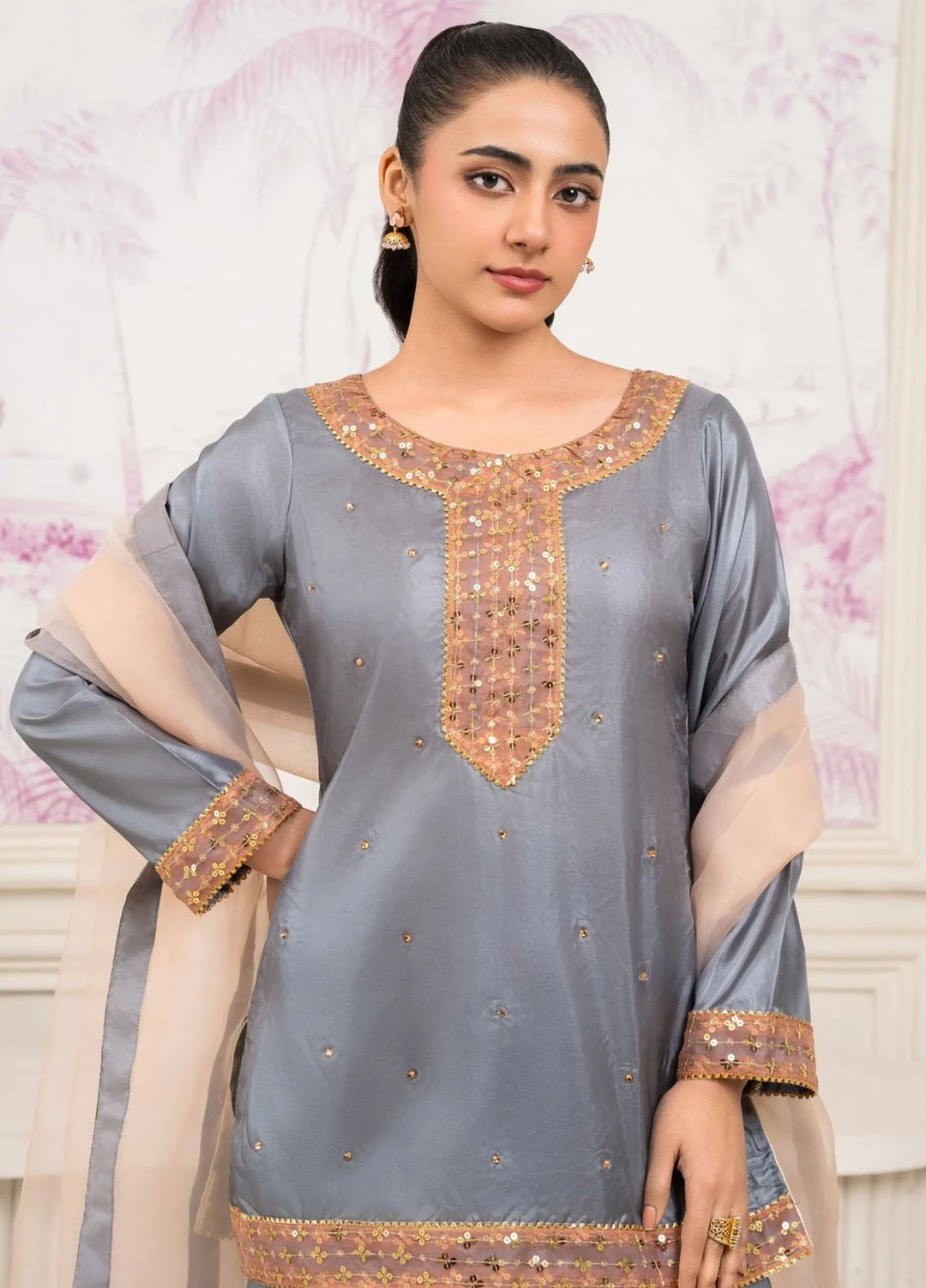 Pret Bee Pret Embroidered Silk 3 Piece Gharara