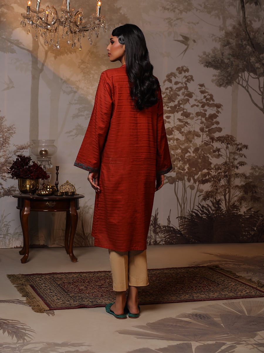Salitex Women Embroidered Yarn Dyed 1 Piece Shirt WRTSBA23AL19 - Winter Collection