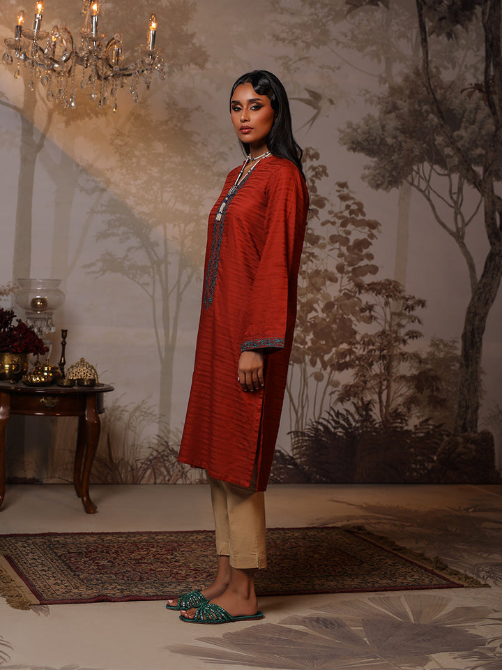 Salitex Women Embroidered Yarn Dyed 1 Piece Shirt WRTSBA23AL19 - Winter Collection