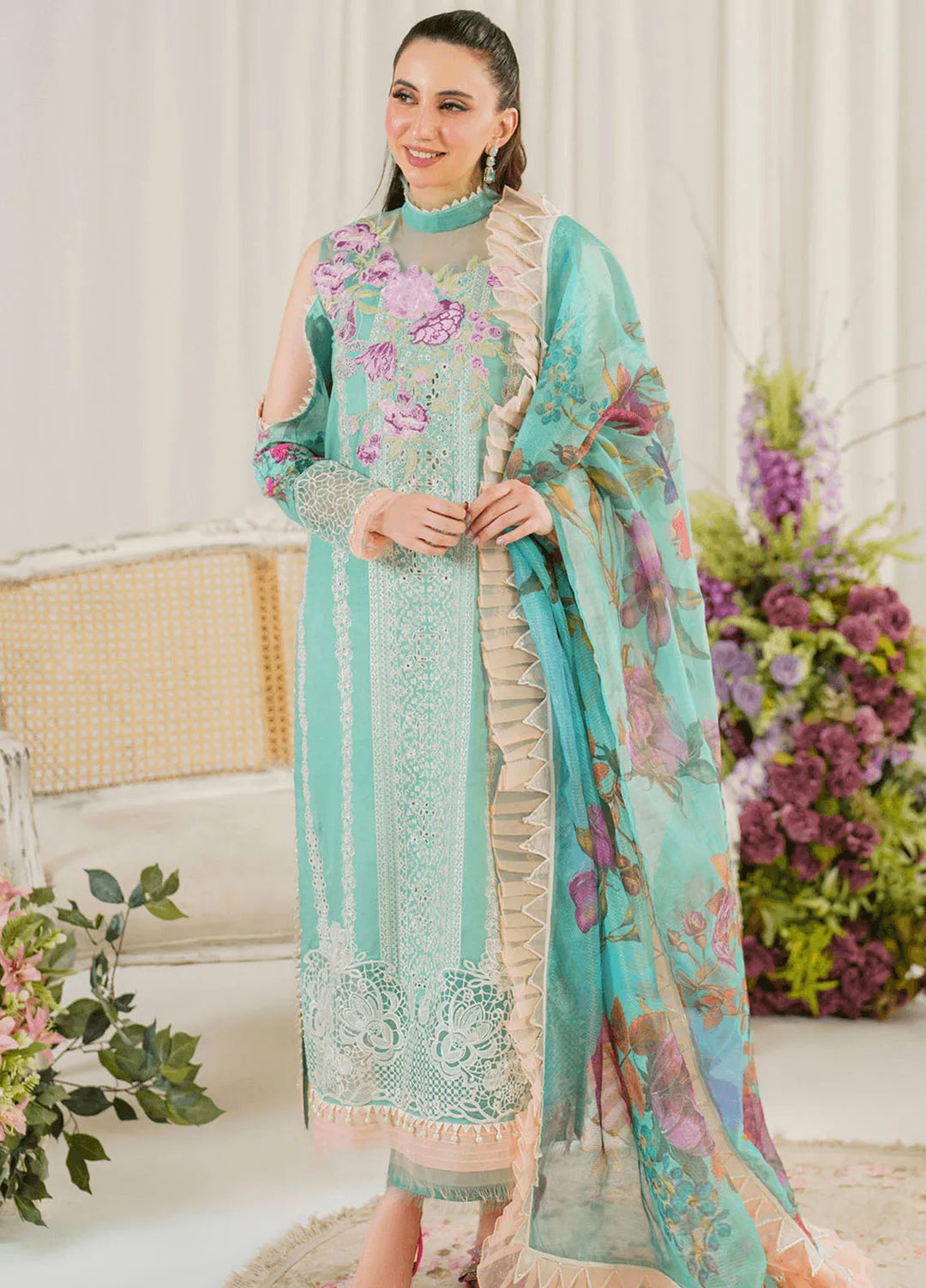 Pretty In Pink By Asifa And Nabeel Embroidered Lawn Suit Unstitched 3 Piece AN24L PP-3 Water Lily - Summer Collection