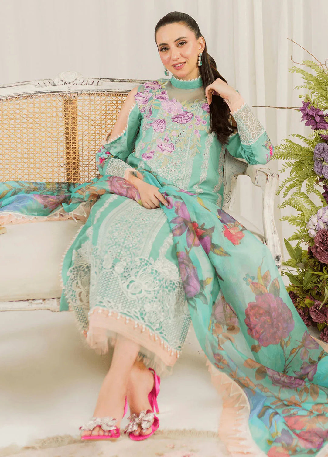 Pretty In Pink By Asifa And Nabeel Embroidered Lawn Suit Unstitched 3 Piece AN24L PP-3 Water Lily - Summer Collection