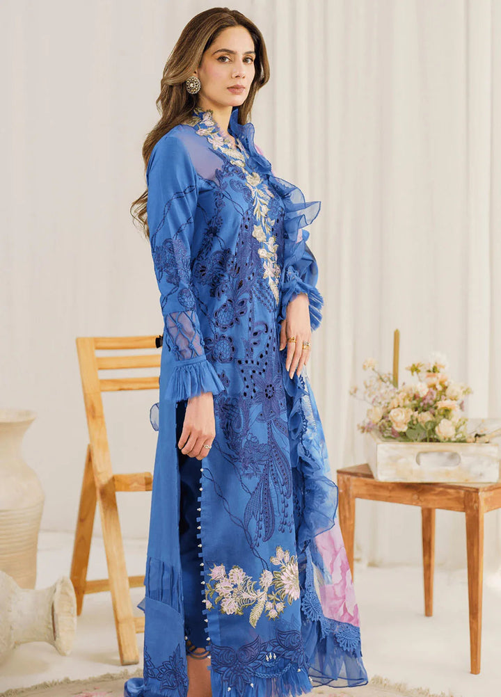 Pretty In Pink By Asifa And Nabeel Embroidered Lawn Suit Unstitched 3 Piece AN24L PP-4 Peri Winkle - Summer Collection