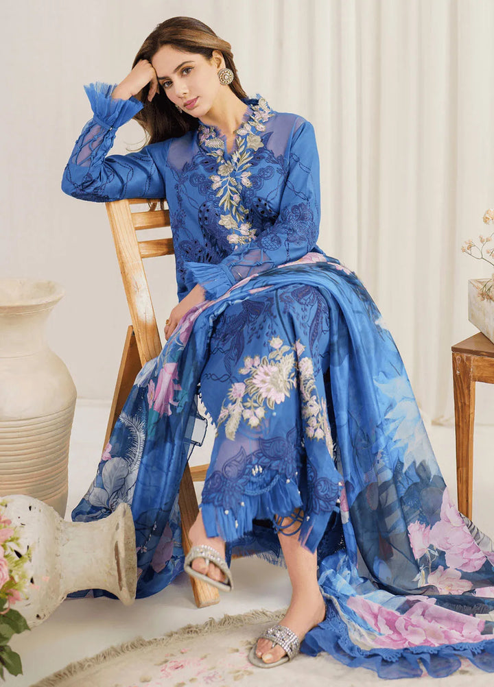 Pretty In Pink By Asifa And Nabeel Embroidered Lawn Suit Unstitched 3 Piece AN24L PP-4 Peri Winkle - Summer Collection