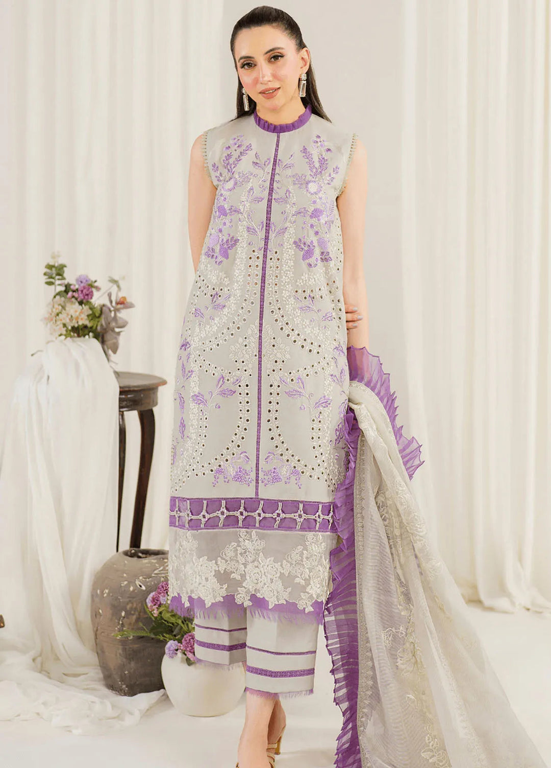 Pretty In Pink By Asifa And Nabeel Embroidered Lawn Suit Unstitched 3 Piece AN24L PP-5 Daphne - Summer Collection