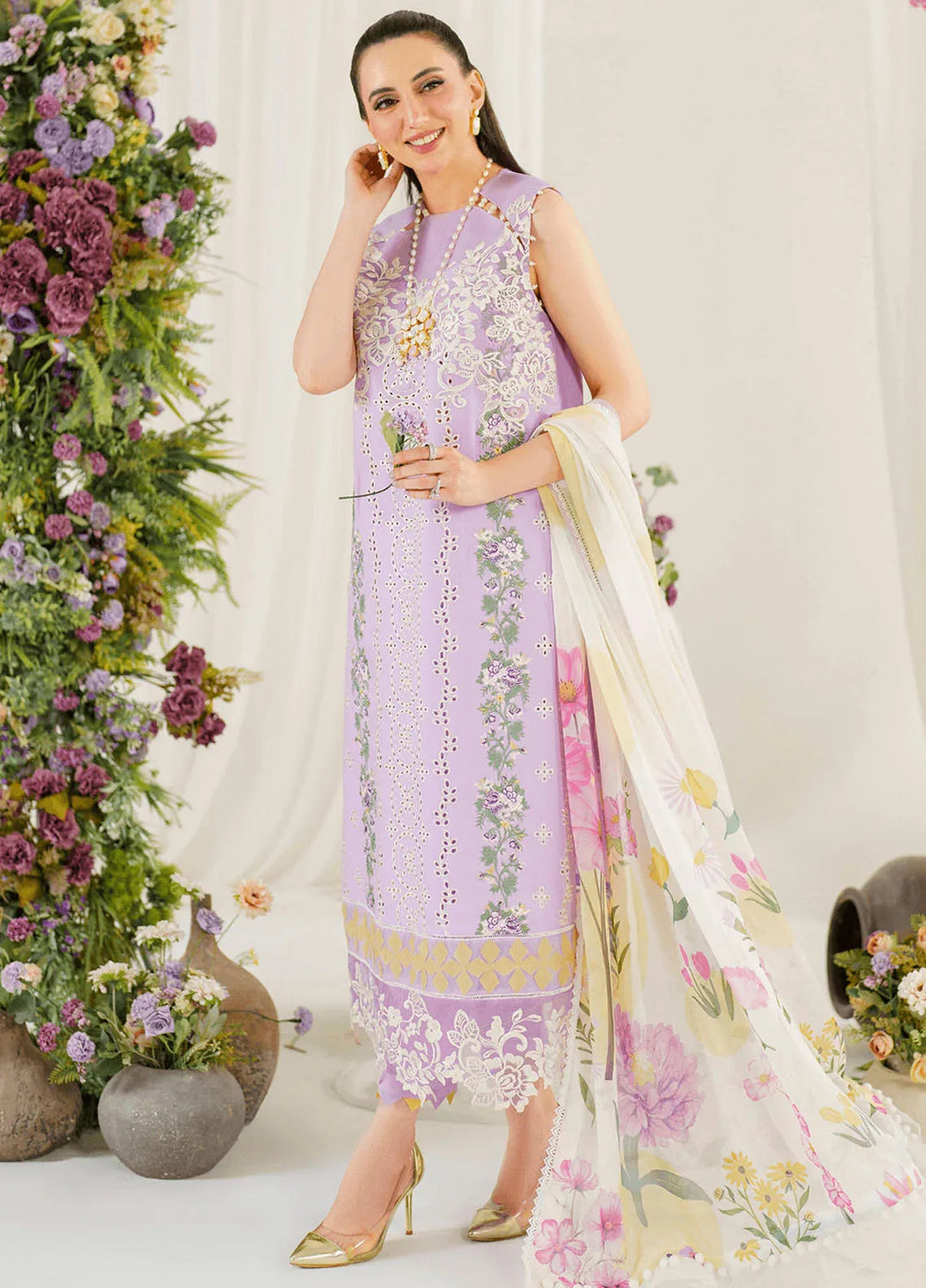 Pretty In Pink By Asifa And Nabeel Embroidered Lawn Suit Unstitched 3 Piece AN24L PP-8 Babys Breath - Summer Collection