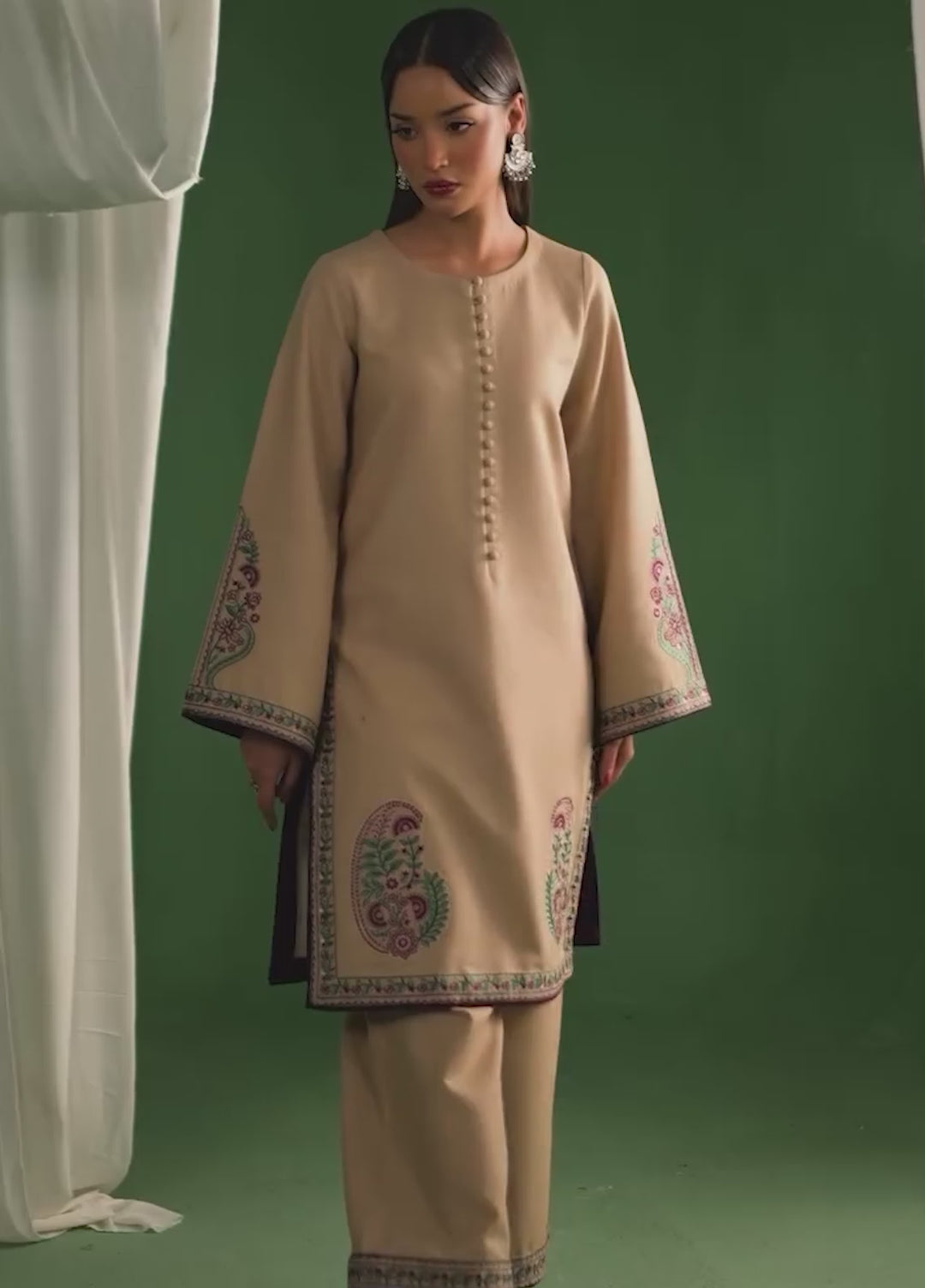 Winter Weave by Jahaan RTW Embroidered Khaddar 3 Piece Suit Mist Casual Collection