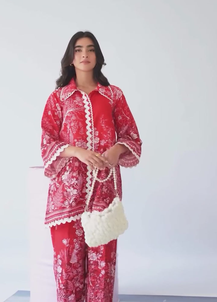 Misaal by Ayesha Somaya Charmed RTW Printed Cotton Silk 2 Piece Suit Spicy Rose - Casual Collection