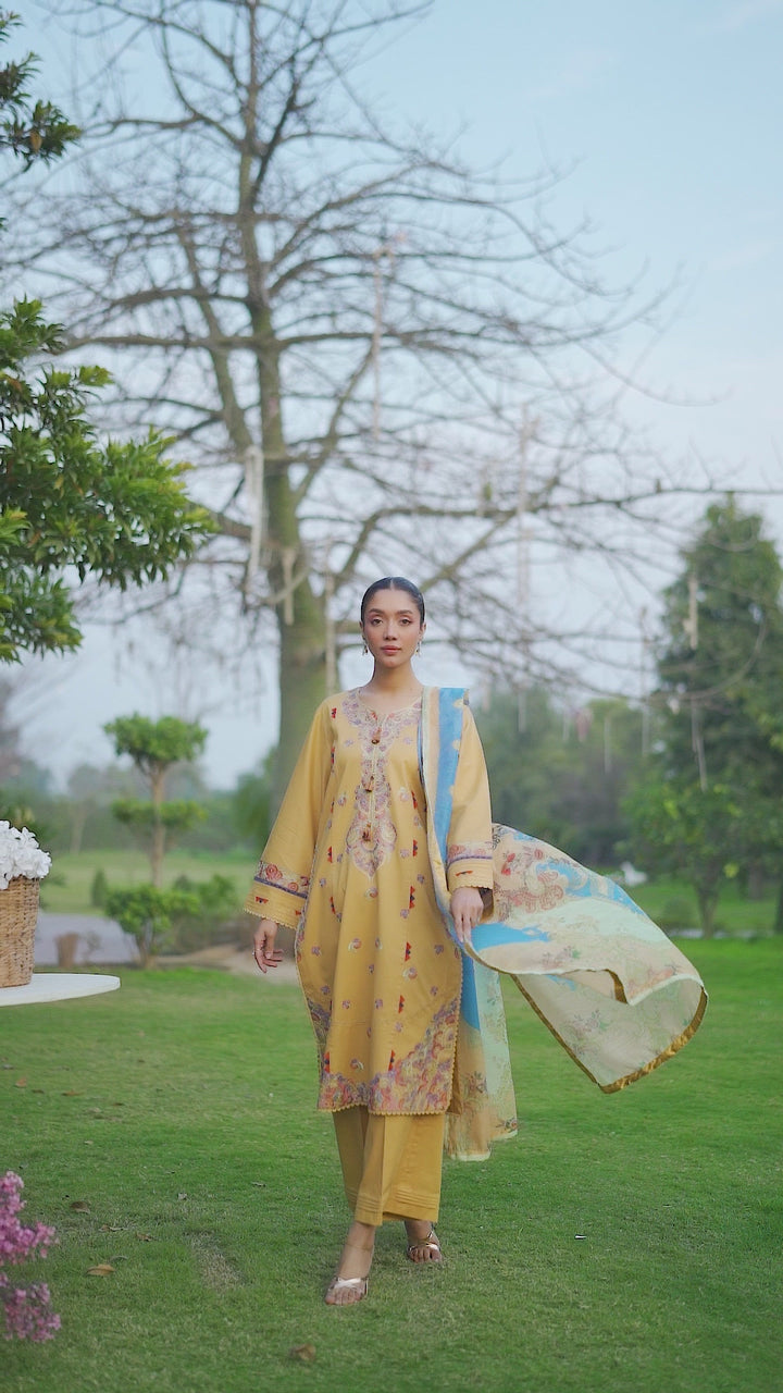 Tessa Women RTW Embroidered Lawn 3 Piece Suit Sunehri Aura - Festive Collection