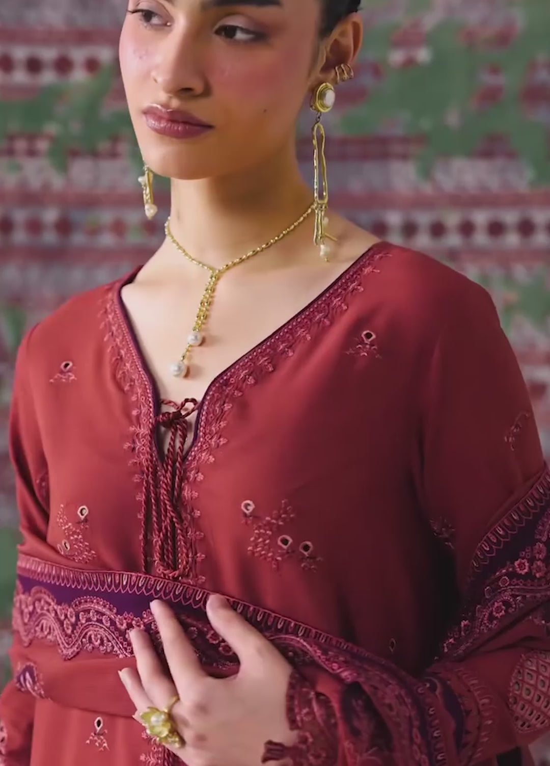 Q line by Qalamkar Unstitched Embroidered Slub Linen 3 Piece Suit QLK26UQL Zaira QLW-03 - Winter Collection