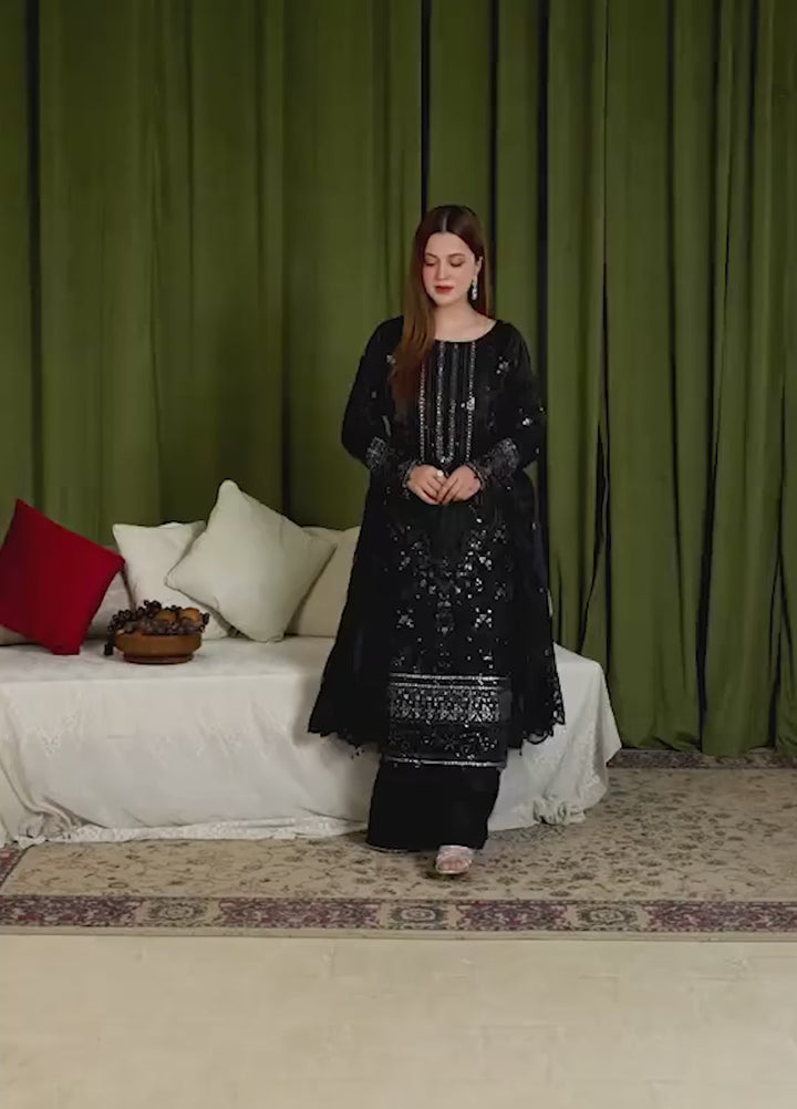 Sehrish by Maherposh RTW Embroidered Viscose Raw Silk 3 Piece Suit MP-SR-02 NOIR ELEGANCE Festive Collection