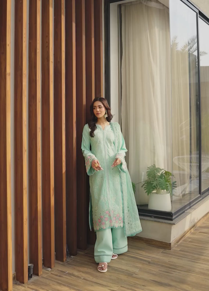 Aylin Unstitched Embroidered Luxury Lawn 3 Piece Suit AYL26UL D5 Mint Blossom - Summer Collection