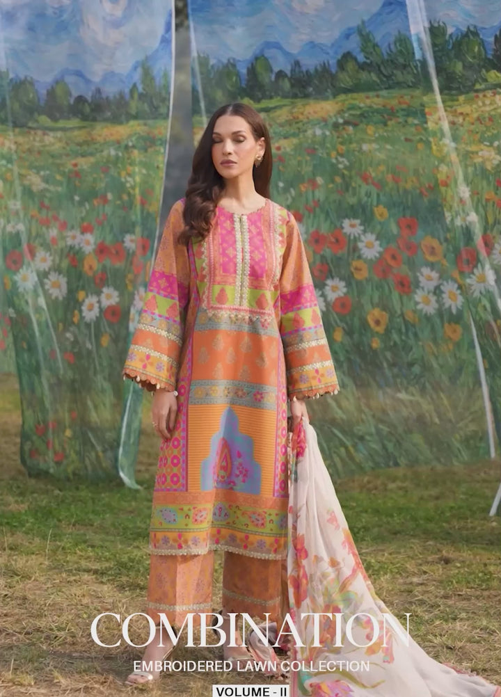 Combination by Charizma Unstitched Embroidered Lawn 3 Piece Suit CHR26UCL CC6-12 - Summer Collection