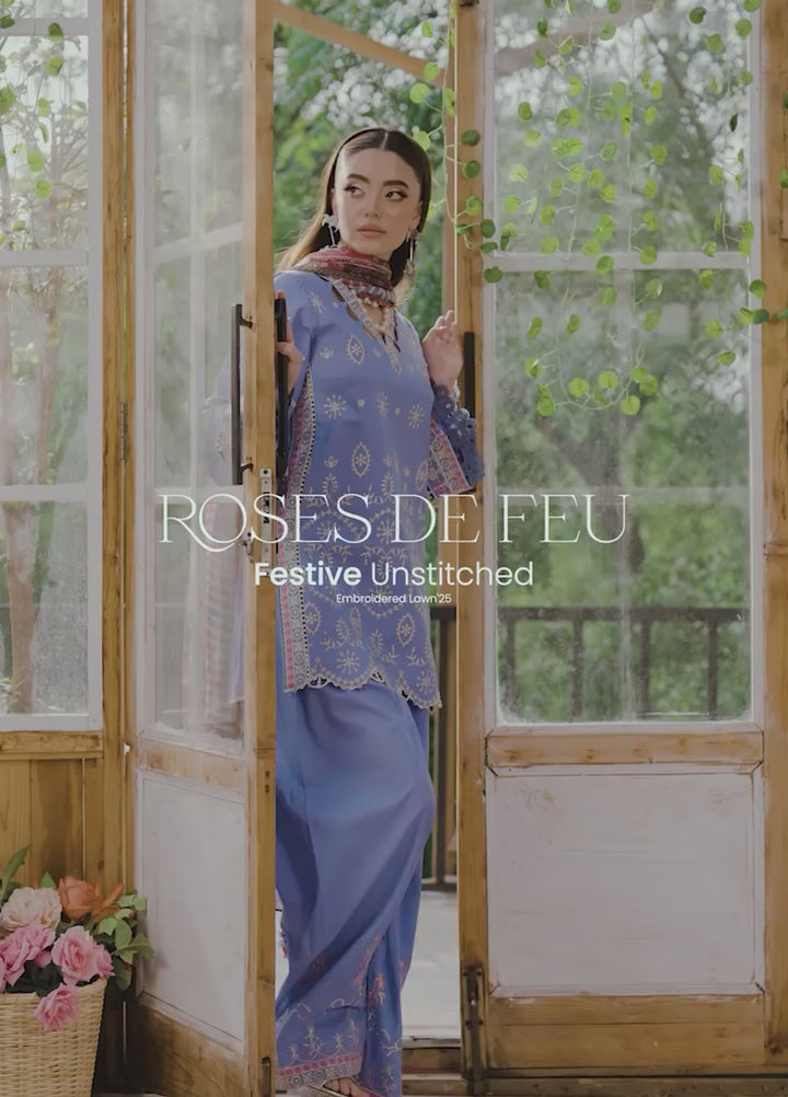 Roses De Feu by Sahane Embroidered Lawn Suits Unstitched 3 Piece SNE25RF CT-22001 Fleur - Summer Collection