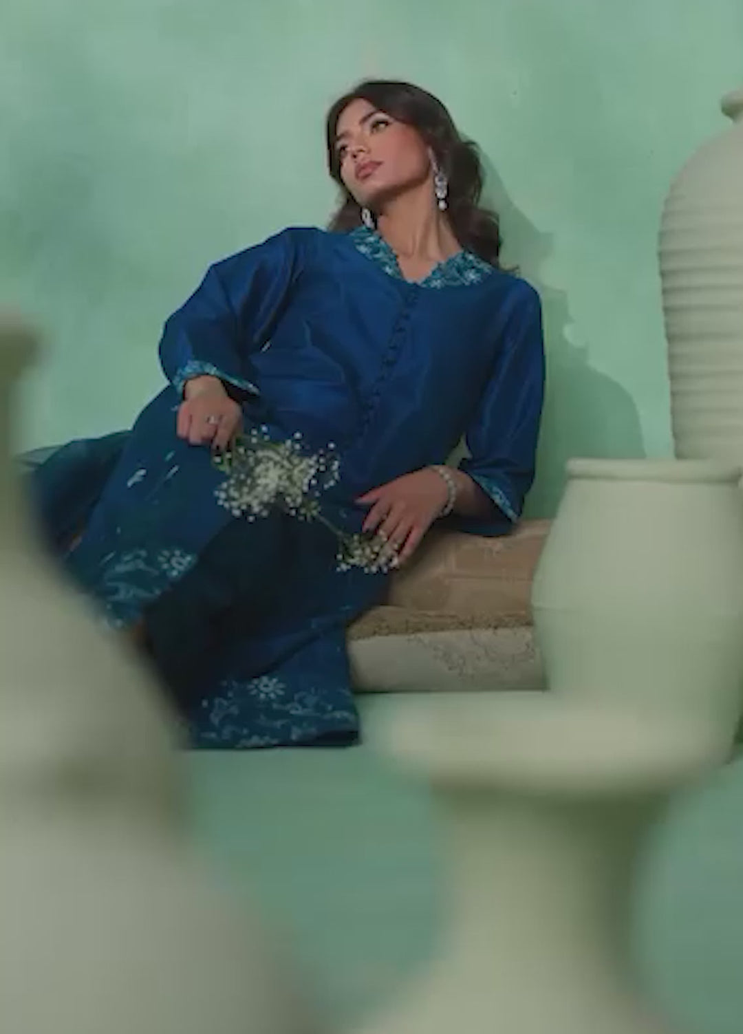 Mehr From Nizka By Nida Rehan RTW Embroidered Khaddi Silk 2 Piece Suit Amaya - Festive Collection