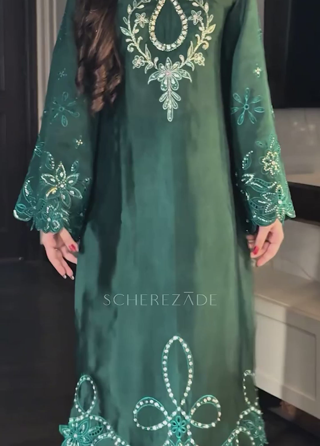Scherezade Women RTW Embroidered Sheesha Silk 3 Piece Suit IRENA - Festive Collection