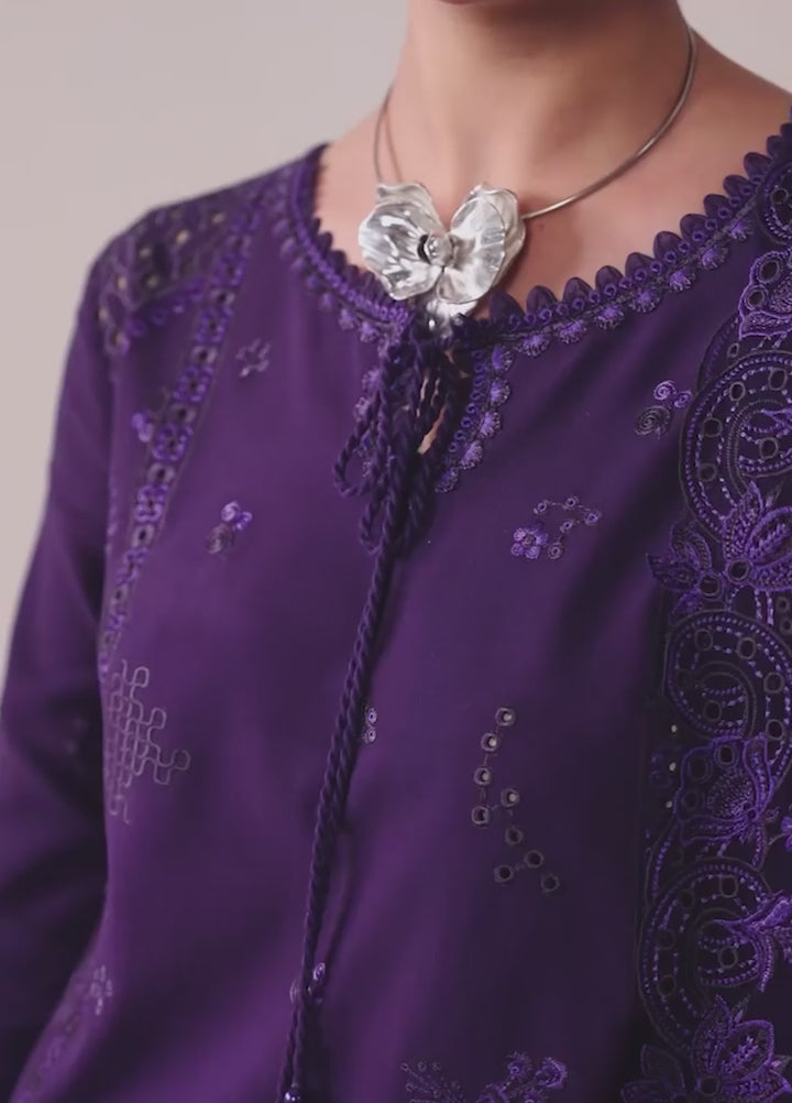 Q line by Qalamkar Unstitched Embroidered Slub Linen 3 Piece Suit QLK26UQL Zeemal QLW-05 - Winter Collection