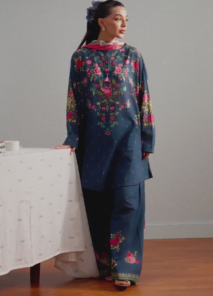 Coco by Zara Shahjahan Unstitched Printed Lawn 3 Piece Suit CZS26ULV AKI-6B - Summer Collection