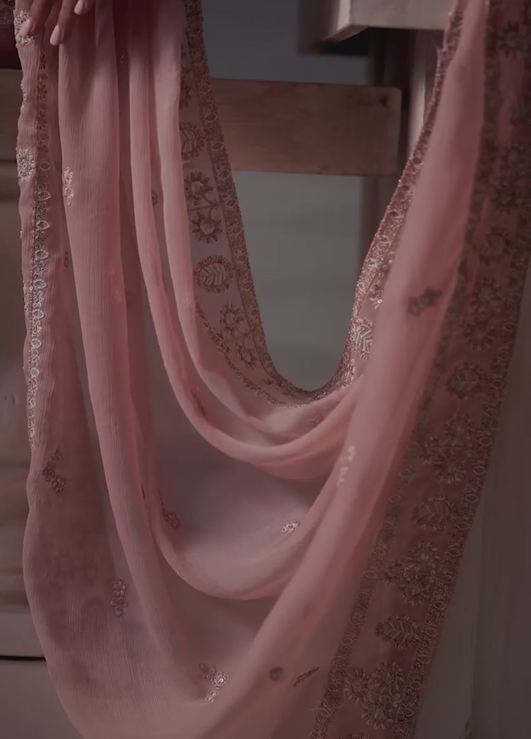 Modern Heirloom by Emaan Adeel Unstitched Embroidered Chiffon 3 Piece Suit EA26UMH Antique Blush - Festive Collection