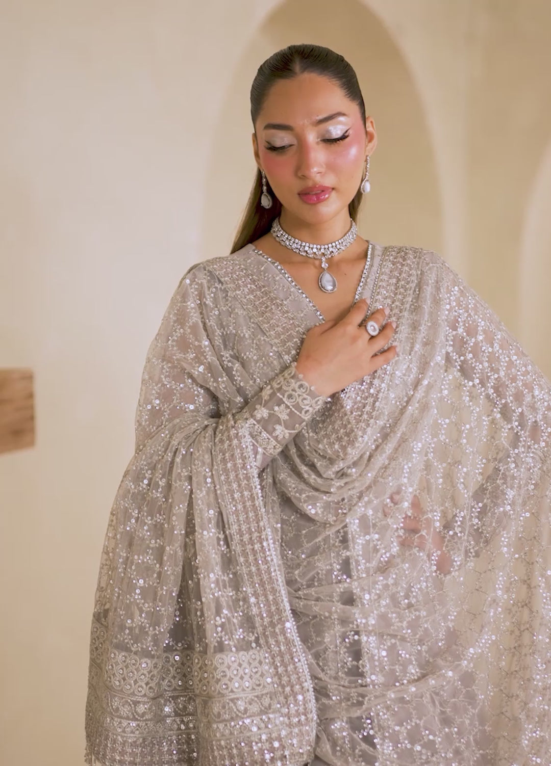 Meesa by Zarif Unstitched Net Embroidered Suits 3 Piece ZR25UF ZRF-ML-06 LEMHA - Winter Collection