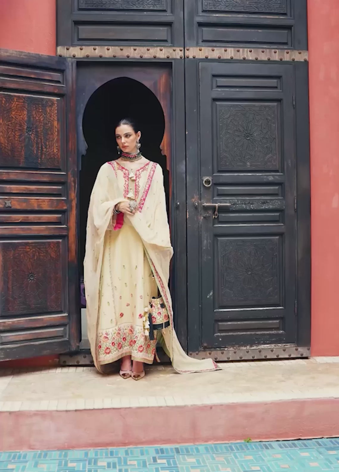 Nuvera Hemline by Mushq Unstitched Embroidered Raw Silk 3 Piece Suit MU26UNH Cardinal Gem MUNES260205 - Festive Collection