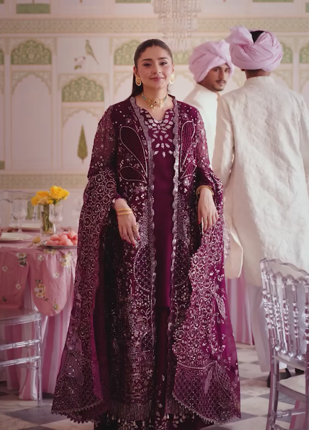 Jhoomro by Nureh Unstitched Embroidered Chiffon 3 Piece Suit NU26UJW NL-97 - Wedding Collection