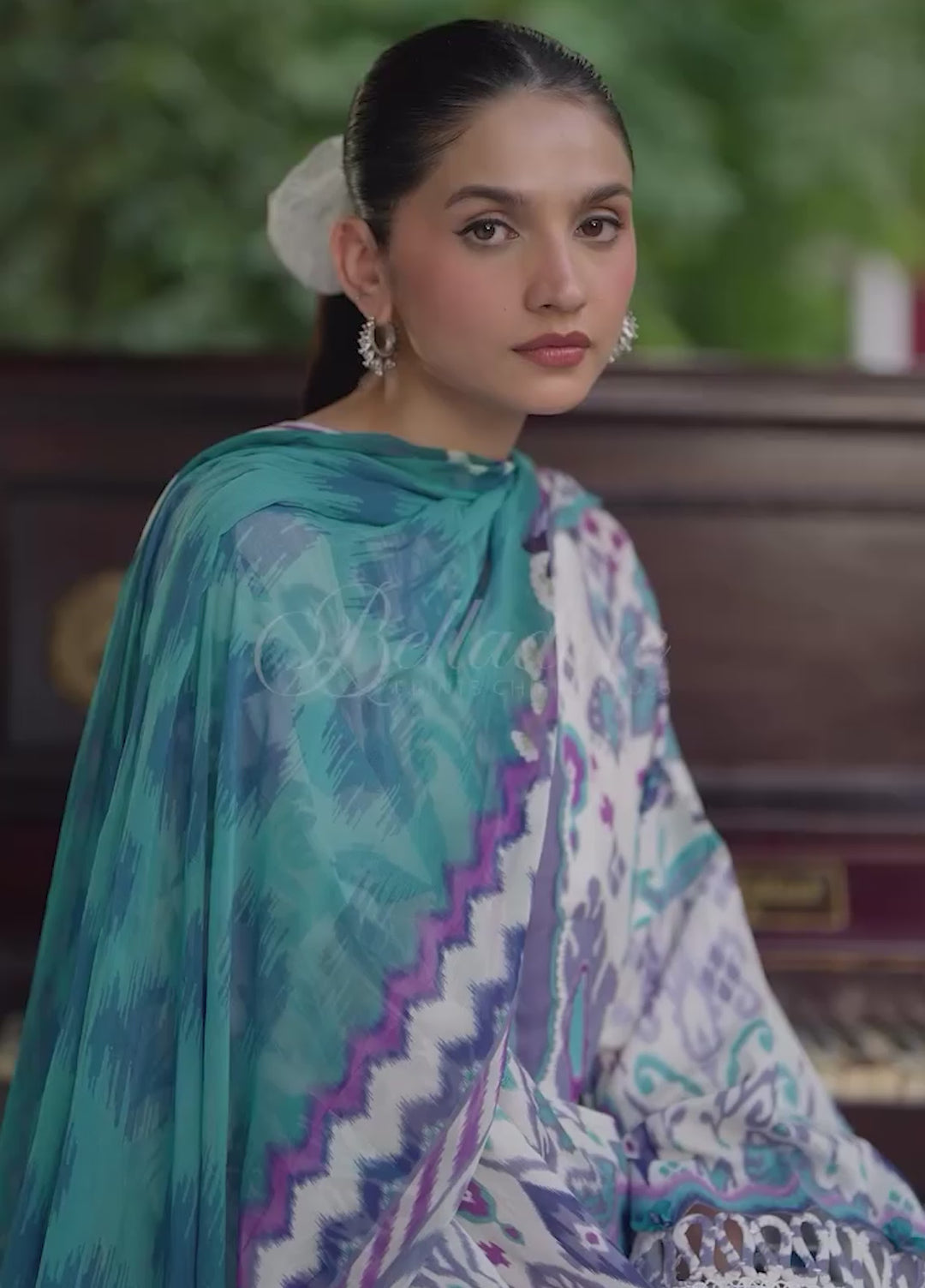 Belladore by Elaf Premium Unstitched Printed Lawn 3 Piece Suit EL26ULB Prism EPA-2A - Summer Collection