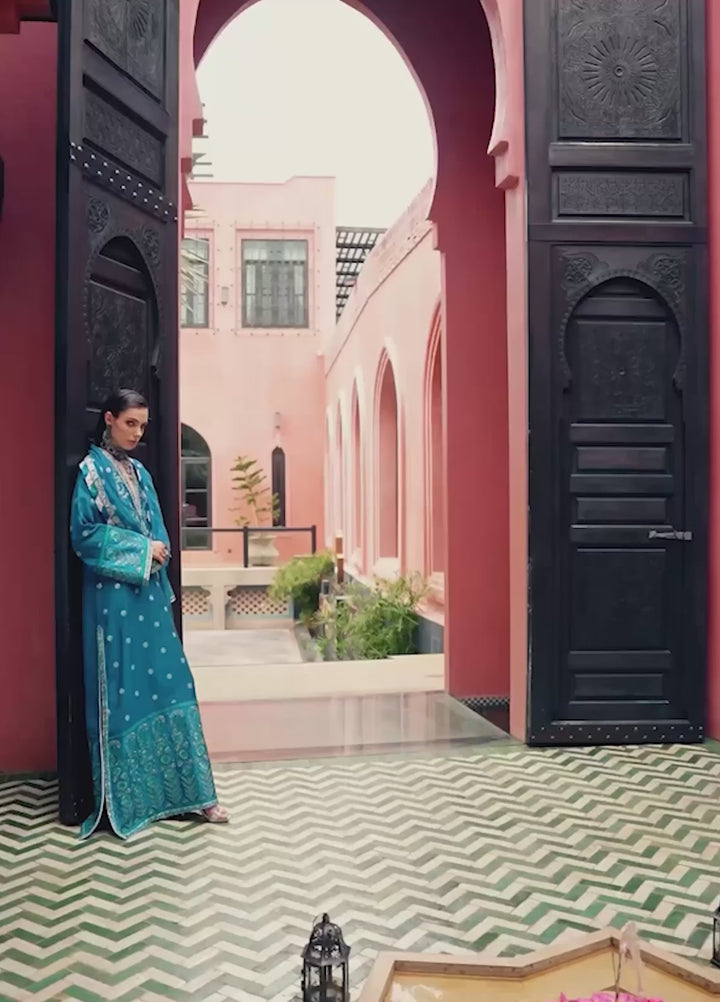 Nuvera Hemline by Mushq Unstitched Embroidered Raw Silk 3 Piece Suit MU26UNH Rouge Sapphire MUNES260201 - Festive Collection